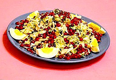 Delicious and simple salads with Chinese cabbage, shrimps and pomegranate and other ingredients